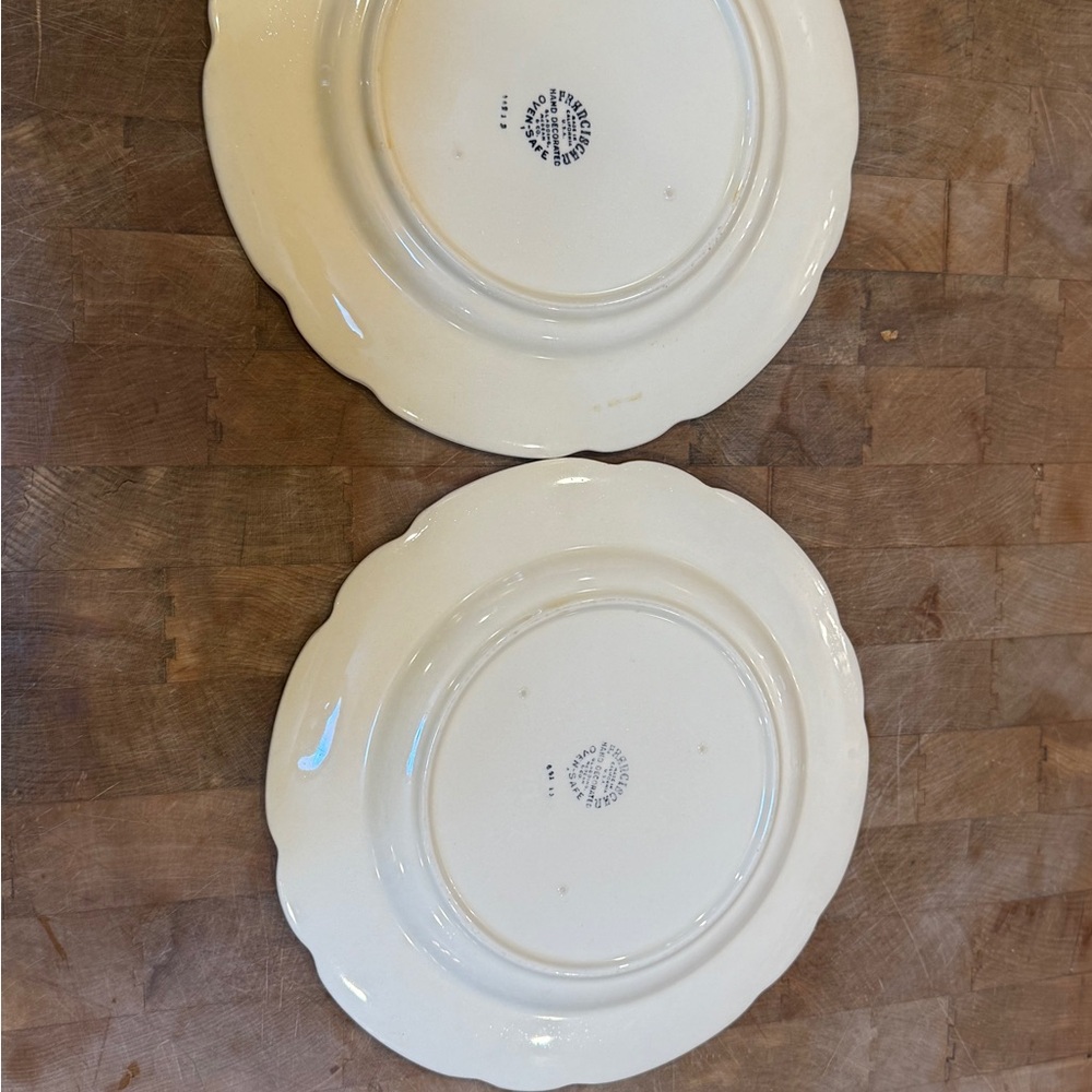 2 Vintage 1950’s Franciscan Desert Rose 10.5 Floral Dinner Plates Pink and Green - Picture 8 of 10